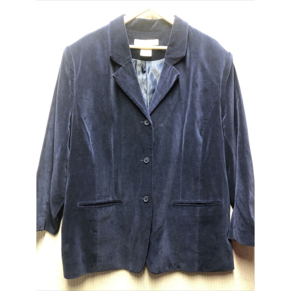 Jessica Holebrook Blazer Plus Size 22W Blue Velour Career Business